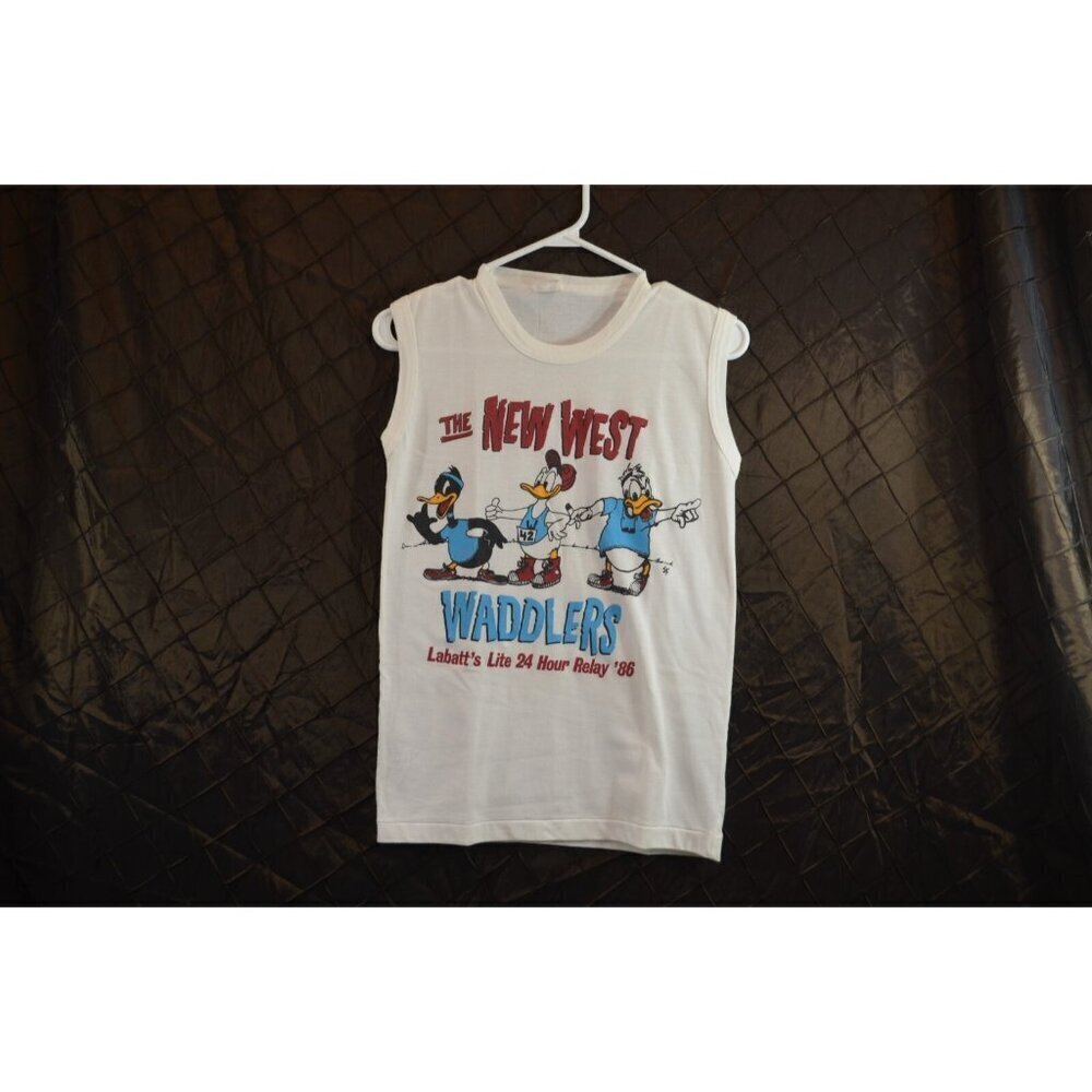 New West Super Waddlers 24 Hour Relay Run Sleeveless Shirt Small 1986 Vtg